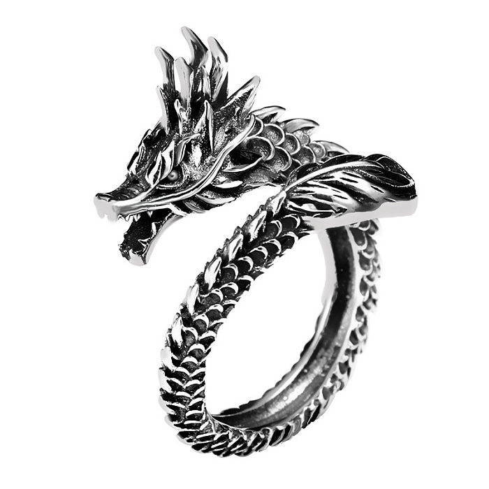 Dragón dominante retro que abre el nuevo anillo de cobre del dedo índice del zodíaco
