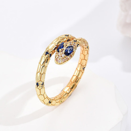 Fashion Snake Copper Gold Plated Zircon Open Ring 1 Piece