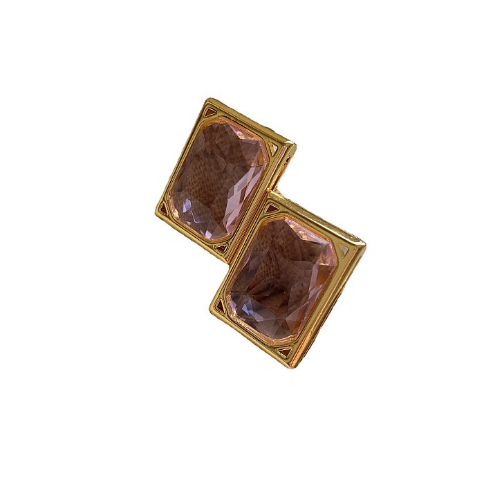1 Pair Classic Style Square Plating Inlay Copper Artificial Gemstones Ear Studs