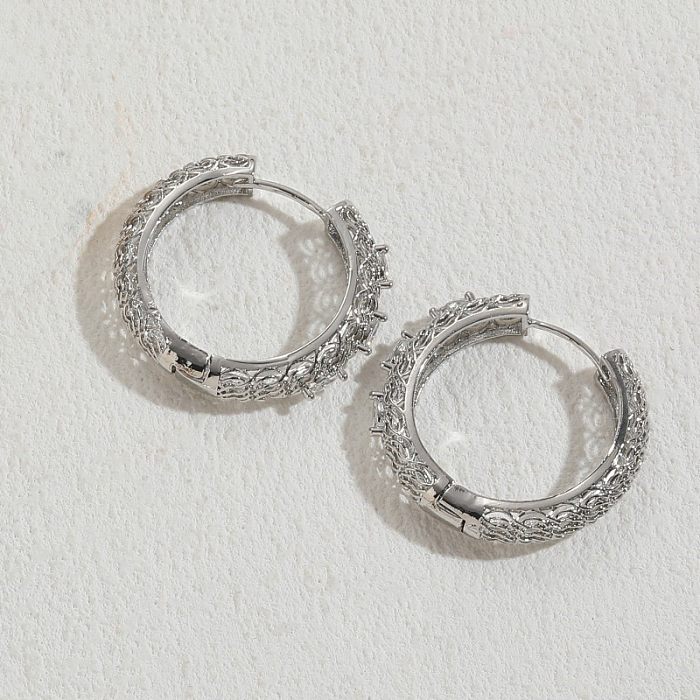 1 Pair Luxurious Solid Color Plating Inlay Copper Zircon 14K Gold Plated Ear Studs