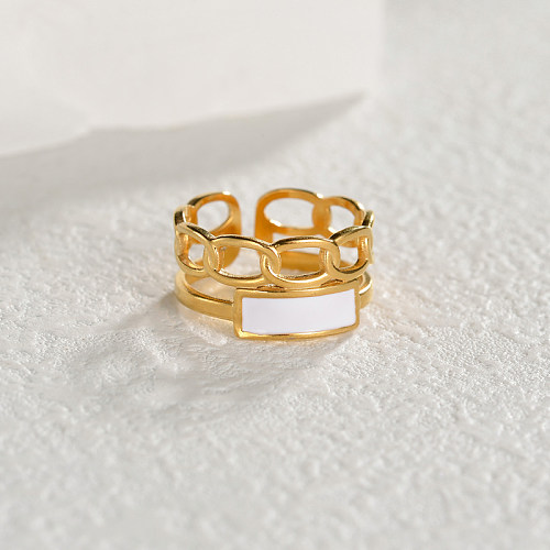 O estilo simples comuta anéis abertos banhados a ouro 18K de aço inoxidável oval no volume
