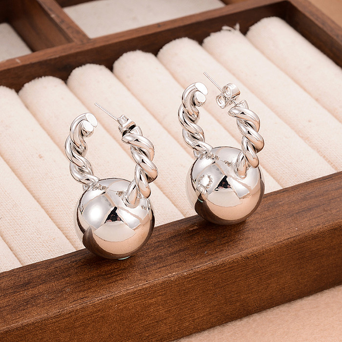 1 Pair IG Style Simple Style Round Twist Plating Copper 18K Gold Plated White Gold Plated Earrings