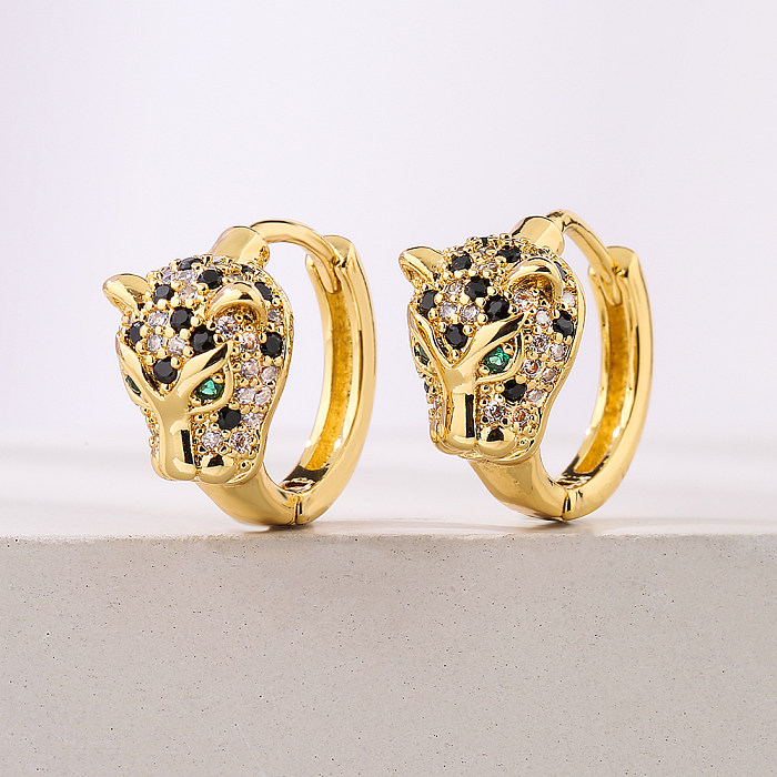 Fashion Animal Leopard Copper Plating Zircon Earrings 1 Pair