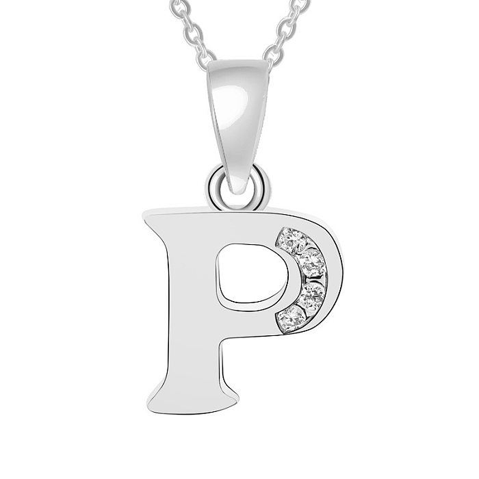 Collier pendentif en Zircon avec incrustation de cuivre et lettre de Style Simple