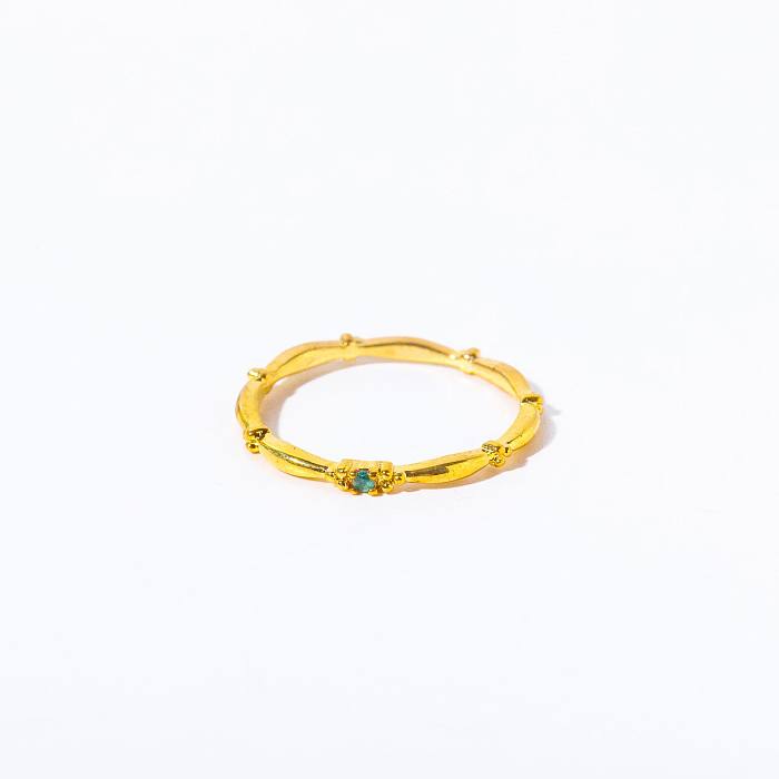 Simple Style Commute Round Copper Plating Inlay Birthstone Zircon 18K Gold Plated Rings