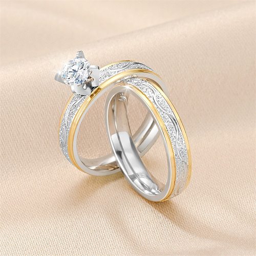 Anéis de diamante artificiais de aço Titanium redondos do estilo moderno elegante no volume