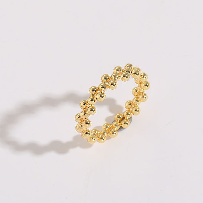 1 قطعة خواتم نحاسية مستديرة مطلية بالذهب عيار 14 قيراط بتصميم بسيط