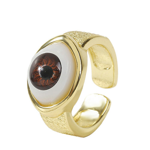Fashion New Electroplating Color-preserving Glass Eyes Open Jane Copper Ring Female