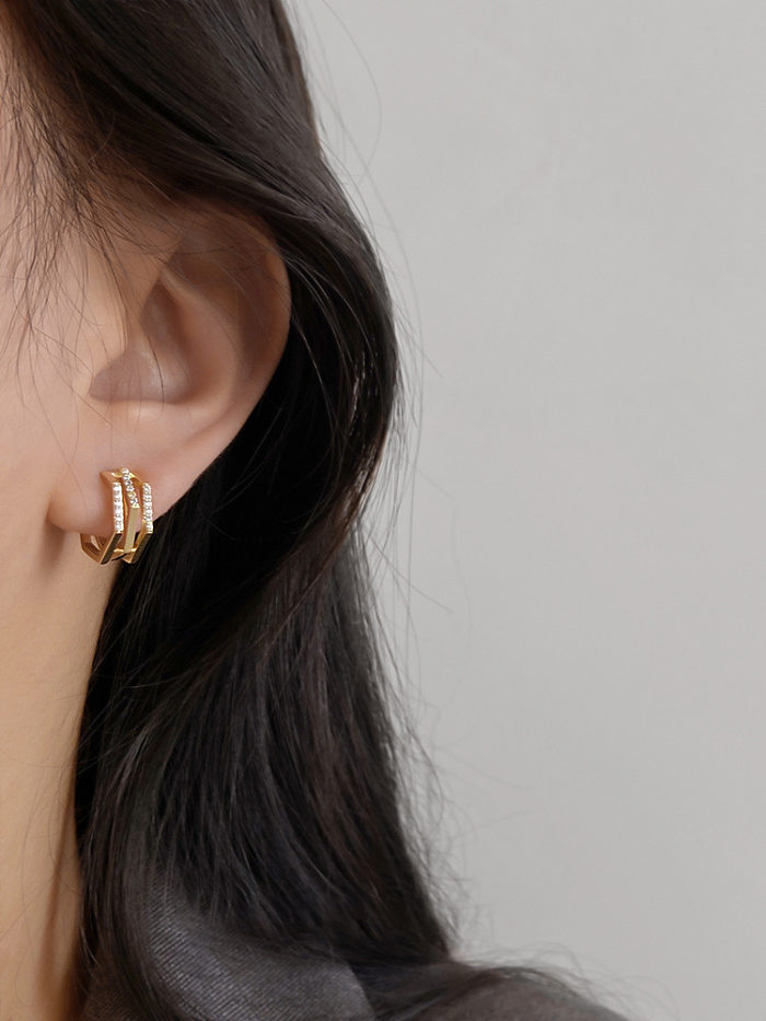 1 Pair Simple Style Irregular Inlay Copper Zircon Earrings