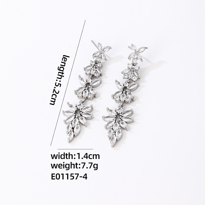 1 Pair Elegant Shiny Water Droplets Plating Inlay Copper Zircon Drop Earrings