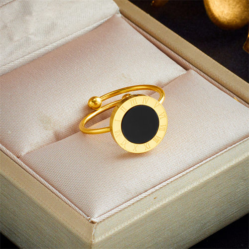 Simple Style Round Titanium Steel Plating Gold Plated Rings