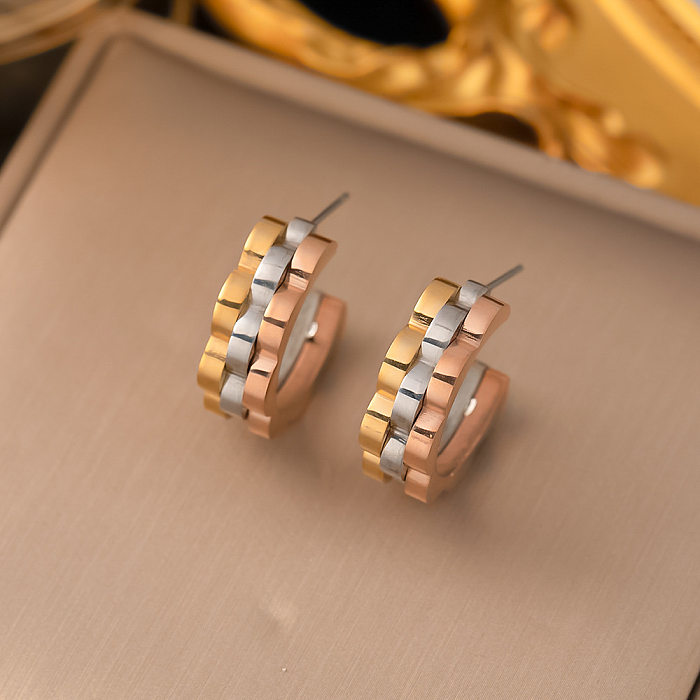 1 peça 1 conjunto 1 par estilo simples bloco de cores titânio aço chapeamento pulseiras brincos colar