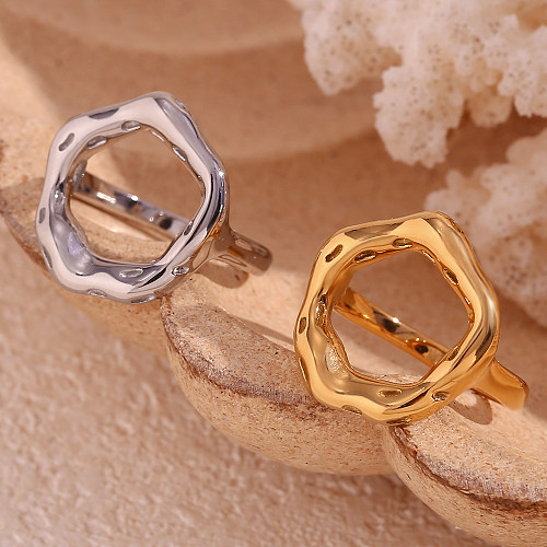 Basic Simple Style Classic Style Circle Stainless Steel Plating 18K Gold Plated Rings