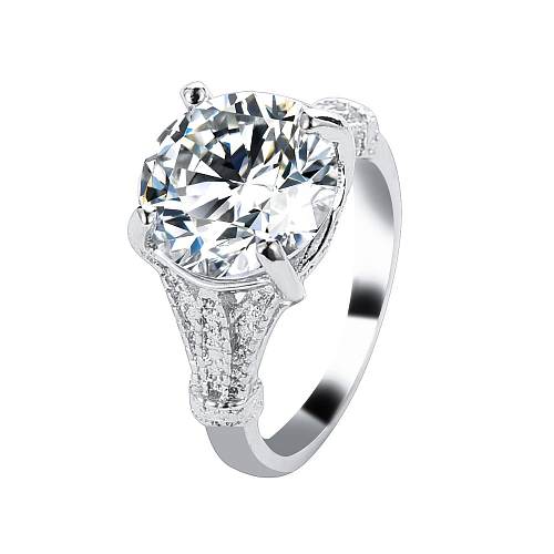 Sleek Minimalist Ring Copper Micro-set Four-jaw Zircon