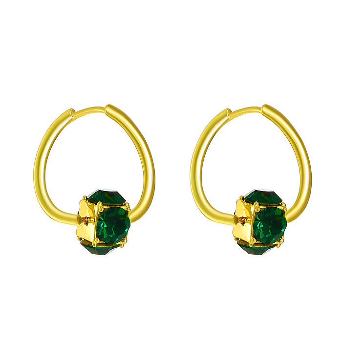1 Pair Vintage Style Round Copper Plating Inlay Zircon Drop Earrings