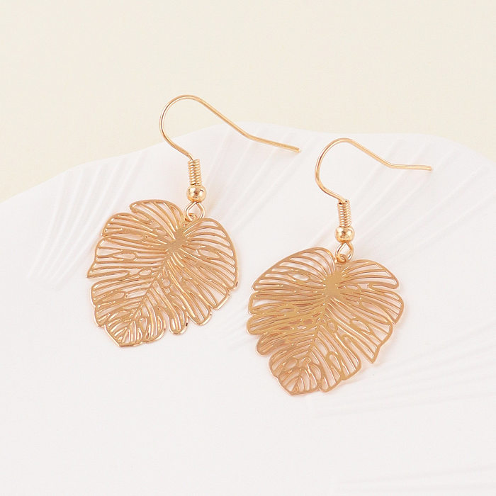 1 Pair Elegant Lady Streetwear Leaves Copper Drop Earrings
