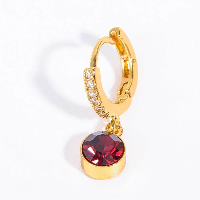 Boucles d'oreilles pendantes plaquées or 1 carats, 18 pièce, Style Simple, incrustation ronde en cuivre et Zircon