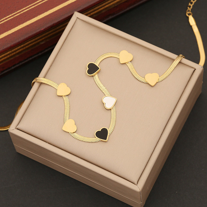 Simple Style Heart Shape Stainless Steel Bracelets Earrings Necklace