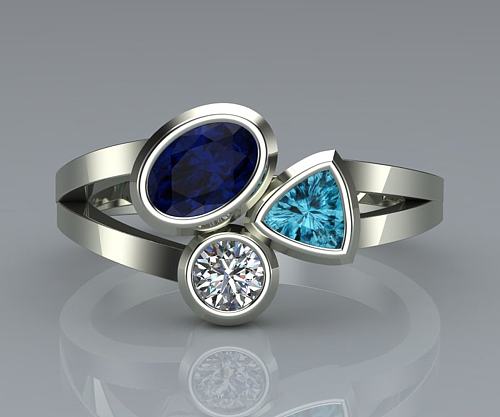 Commute Irregular Copper Inlay Artificial Gemstones Rings