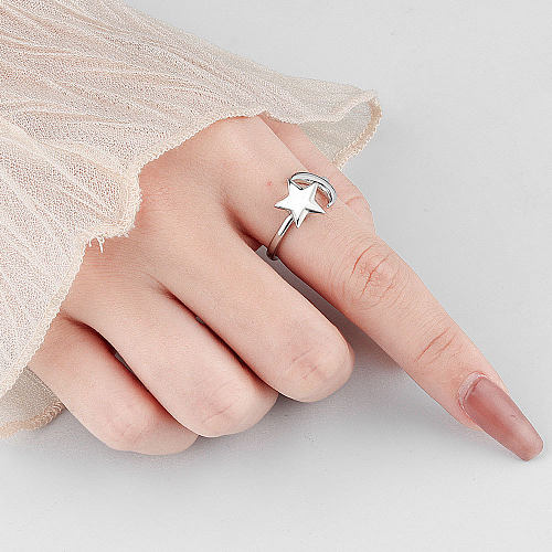 Simple Style Commute Star Moon Copper Plating Open Ring