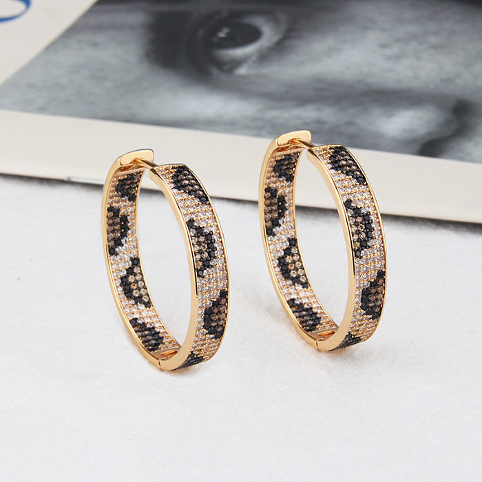New Leopard Print Zircon Earrings Fashion Copper Gold-plated Full Diamond Variety Of Earrings Jewelry
