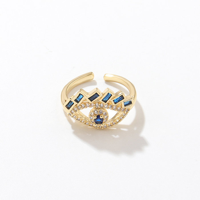 Offener Ring aus Kupfer mit Teufelsauge im Vintage-Stil mit Inlay-Zirkon-Kupfer-Ring