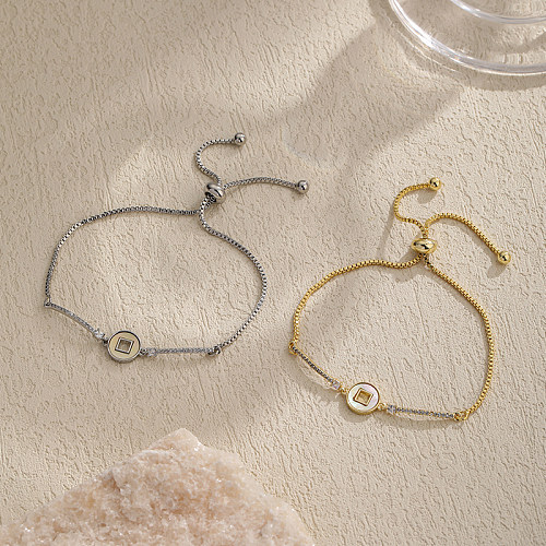 Bracelets plaqués argent plaqués or 18 carats avec incrustation de cuivre rond de style simple