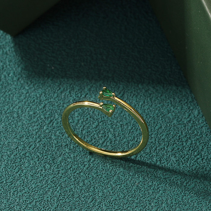 Anéis elegantes de zircão com incrustações de cobre de cor sólida