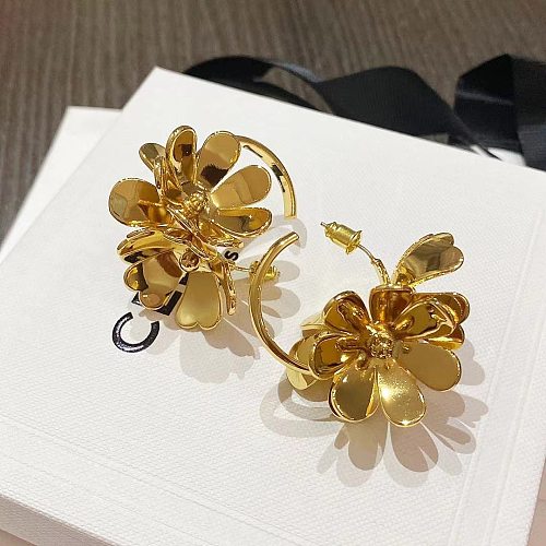 Fashion Flower Copper Earrings Plating Copper Earrings