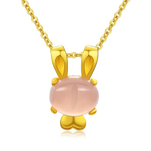 Niedliche, verkupferungsvergoldete Kaninchen-Anhänger-Halskette