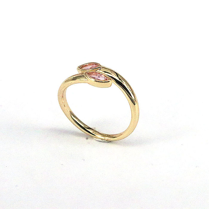 Modischer, geometrischer offener Ring aus Kupfer mit vergoldetem Inlay und Zirkon, 1 Stück