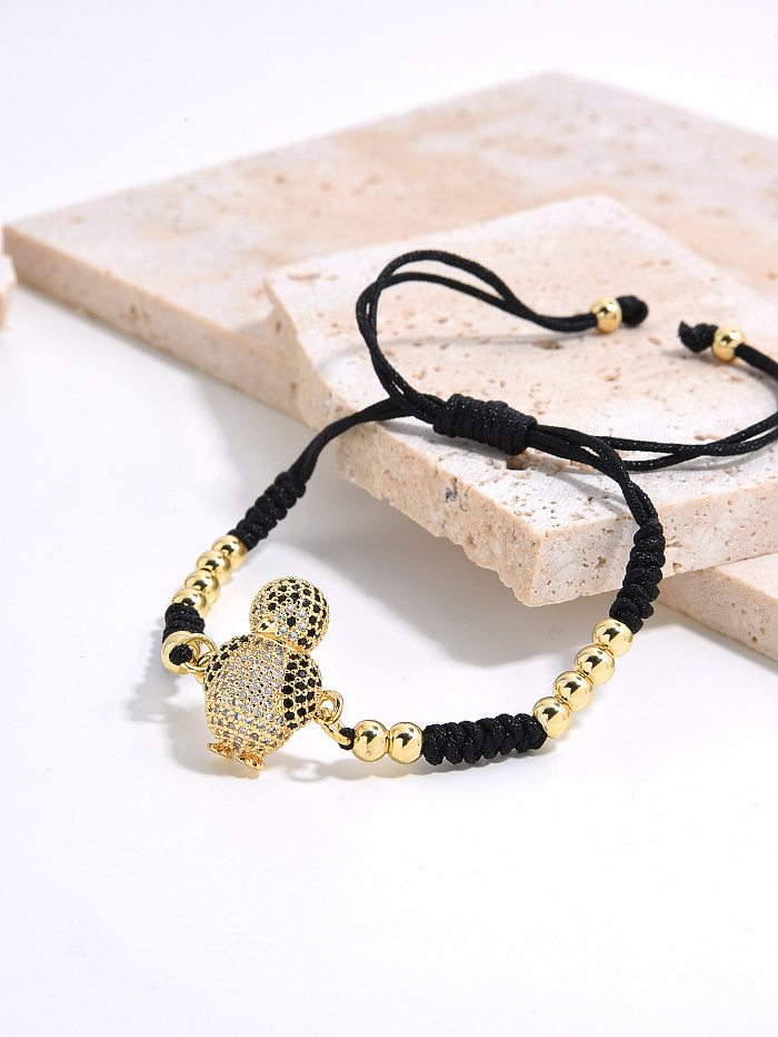 Bracelets plaqués or Zircon avec incrustation de cuivre et corde d'oiseau de Style Simple rétro