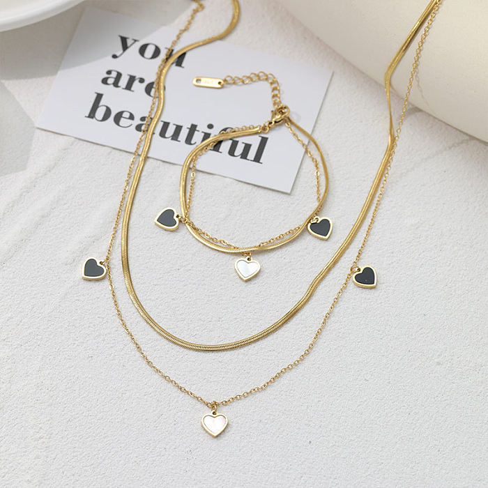 Fashion Heart Shape Titanium Steel Women'S Necklace