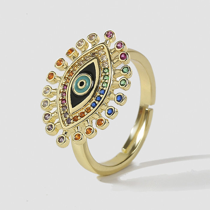 Verstellbarer Ring mit modischem Auge, kupferfarben, Zirkon