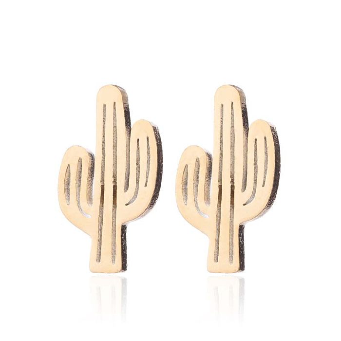 1 Set modische Ohrringe und Halskette mit Kaktus-Titan-Stahlbeschichtung