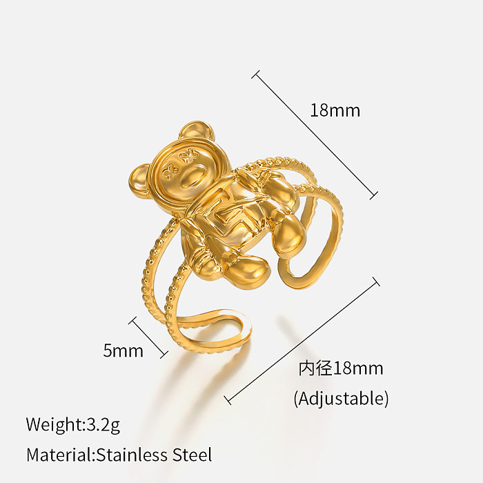 Fashion Bear Stainless Steel Gold Plated Open Ring