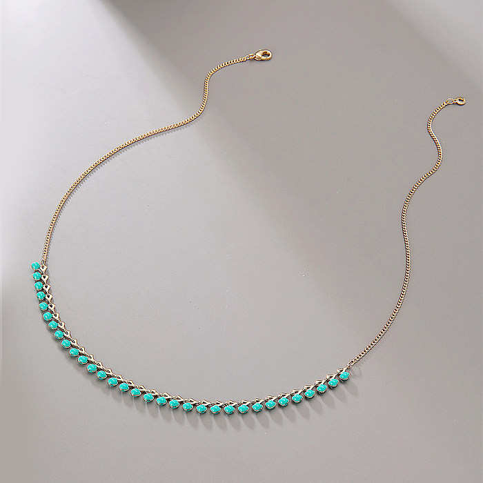 Collier en cuivre géométrique de style simple colliers en cuivre plaqué or émail 1 pièce