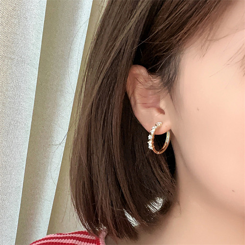 1 Pair Casual Vintage Style Simple Style Triangle Round Plating Inlay Copper Zircon Gold Plated Earrings