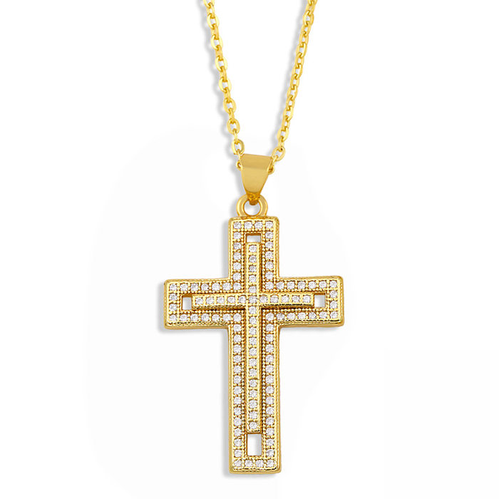 Hip Hop Simple Diamond Cross Necklace
