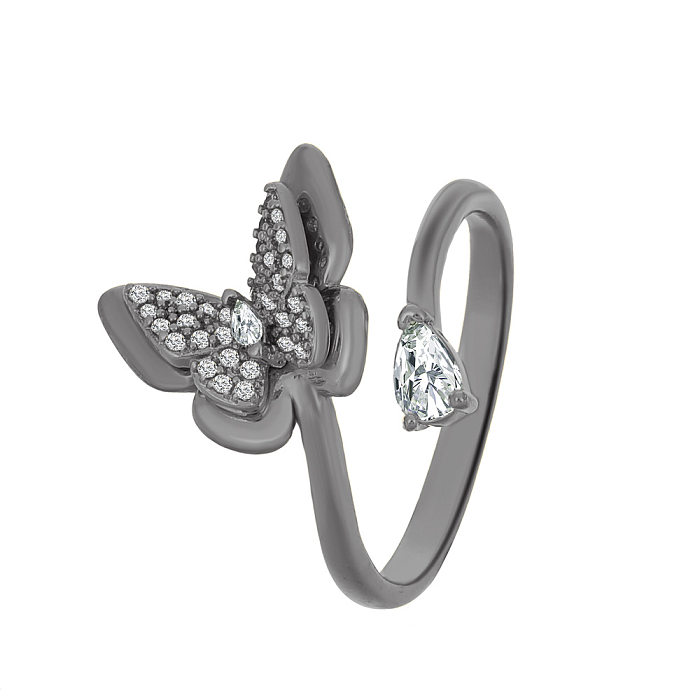 Retro Heart Open Ring Female Fashion Geometric Butterfly Copper Ring