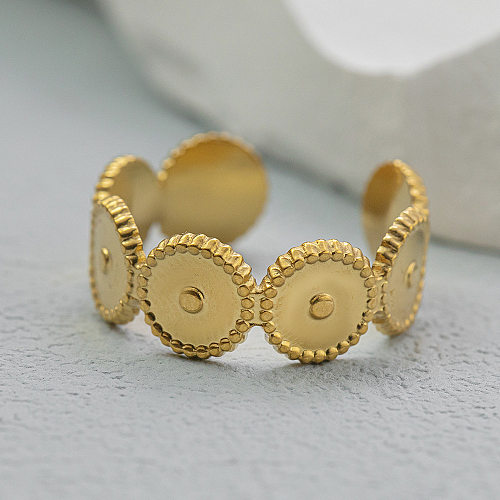 Casual Round Titanium Steel Plating Gold Plated Open Ring