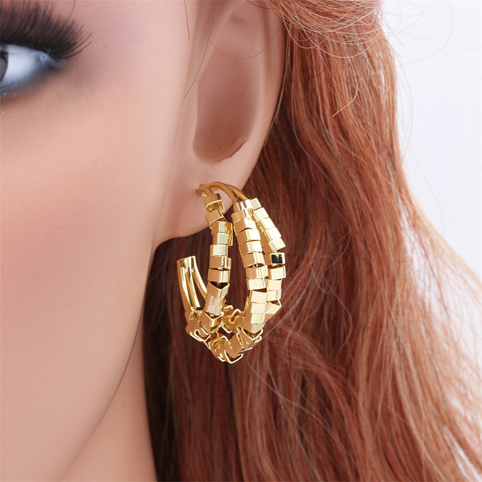 1 Pair Vintage Style Commute C Shape Plating Copper 18K Gold Plated Ear Studs