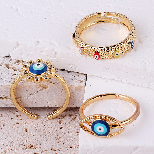 INS Style Simple Style Devil'S Eye Copper Zircon Open Ring In Bulk