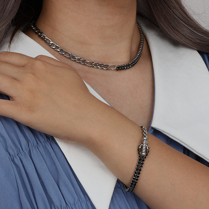 Conjunto de pulseiras de colar de aço inoxidável costurado por atacado ornamento da moda