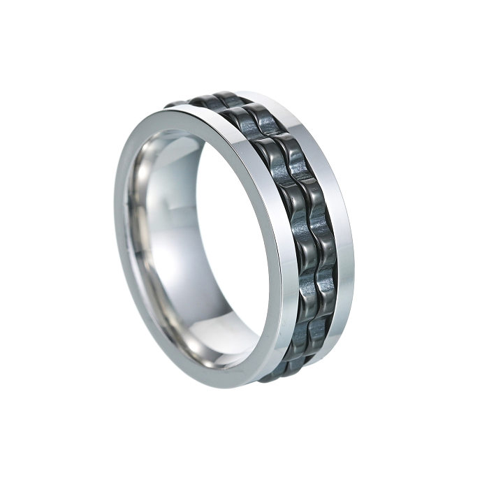Hip-Hop Geometric Titanium Steel Plating Rings