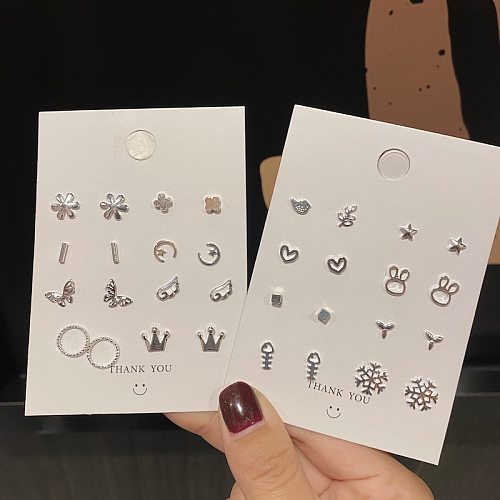 1 Set Simple Style Star Crown Copper Ear Studs