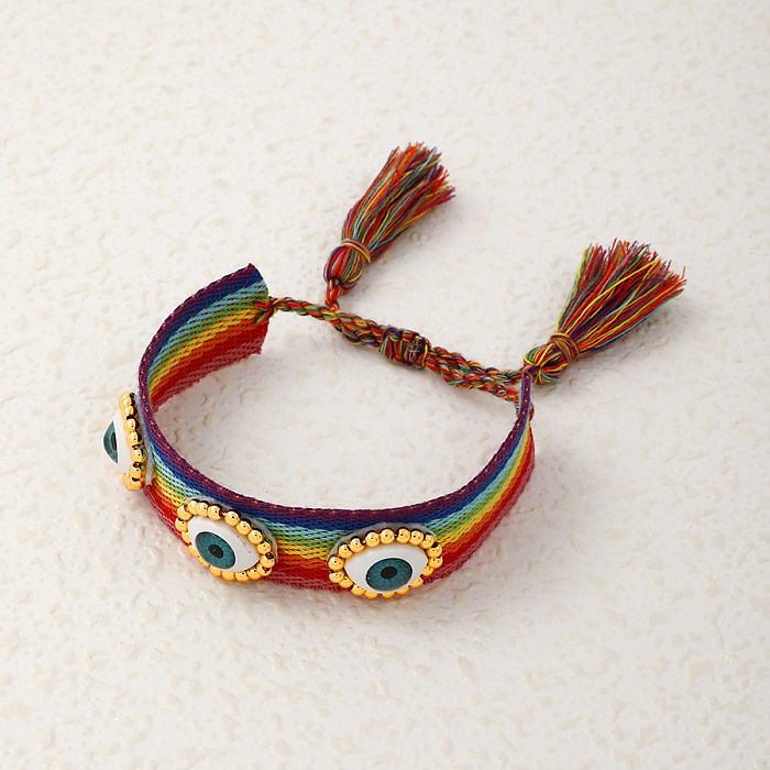 IG Style Vacation Roman Style Devil'S Eye Cloth Copper Braid Wristband