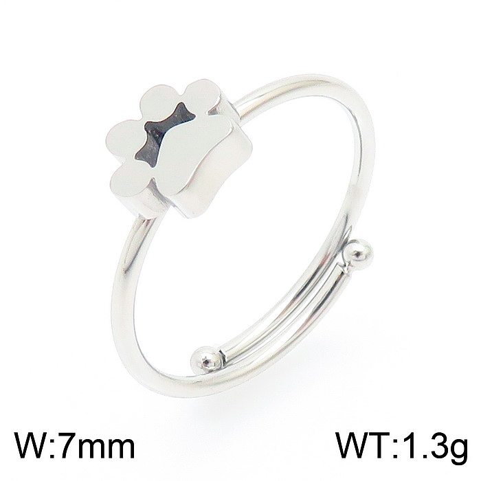 Simple Style Paw Print Solid Color Stainless Steel Polishing Gold Plated Rings 1 Piece