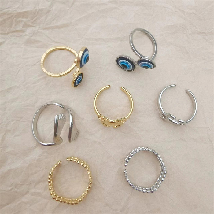 Retro Geometric Eye Titanium Steel Plating Open Ring