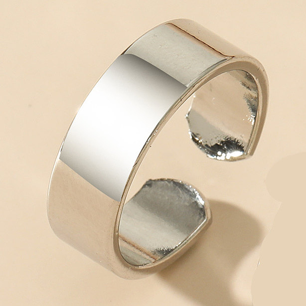 Simple Style Solid Color Titanium Steel Plating Open Ring 1 Piece